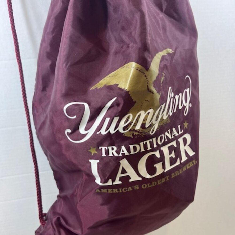 Maroon Yuengling Traditional Lager Logo Drawstring Backpack 16.25" x 19.5"